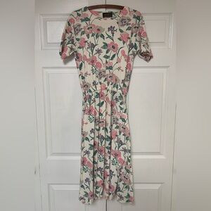 Eddie Bauer Vintage Pink Cotton Floral Midi Dress with Pockets M